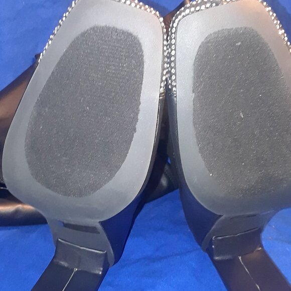 Black Rhinestone Closed Toe Thigh High Heels Boots ( BRAND NEW !!!!  ) - Picture 7 of 8